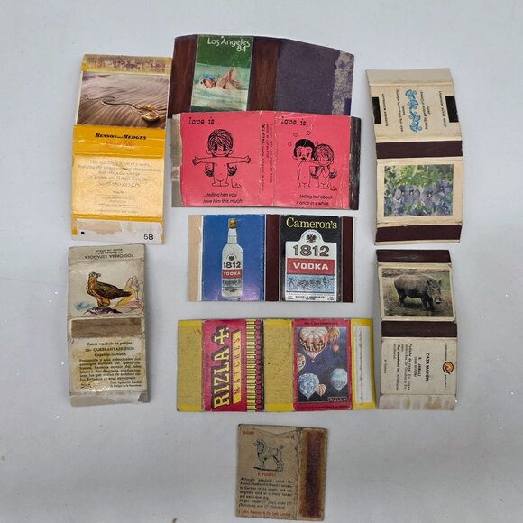 Vintage Mixed Lot of 9 Matches Box Collection Love Is 84 Olympic Vodka Animals - Picture 1 of 8